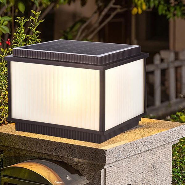 Modern Minimalist Solar Rectangle Aluminum Glass 1-Light Post Head Light  For Outdoor Patio - Image 14