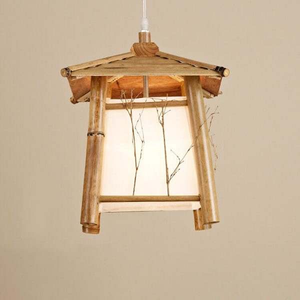Japanese Rustic Vintage Bamboo Weaving 1-Light Pendant Light - Image 8