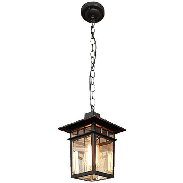 Outdoor European Square Cage Aluminum Glass 1-Light Waterproof Patio Pendant Light - Image 8