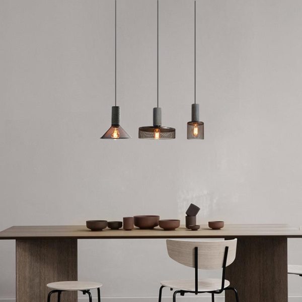 Contemporary Industrial Cylindrical Tapered Cement Iron 1-Light Pendant Light For Living Room - Image 3