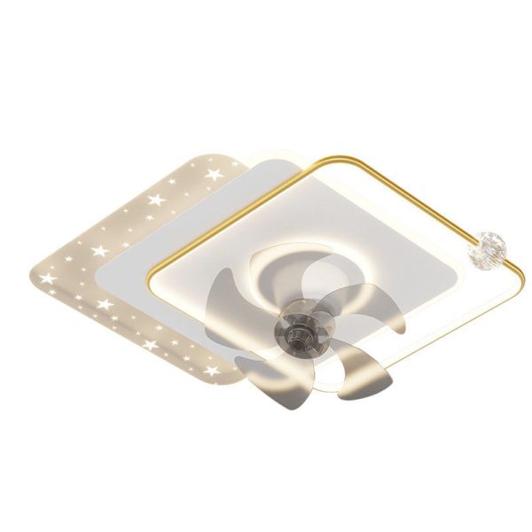 Contemporary Creative Iron Acrylic Round Square LED Semi-Flush Mount Ceiling Fan Light For Bedroom - Image 11