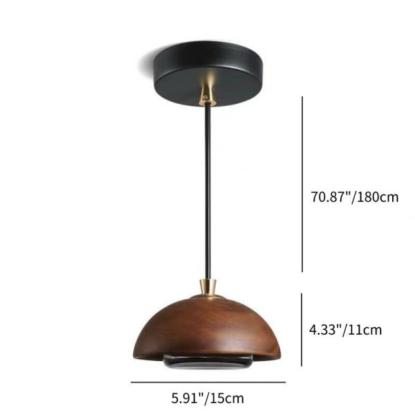 Nordic Minimalist Solid Wood Dome Glass Lampshade LED Pendant Light - Image 5
