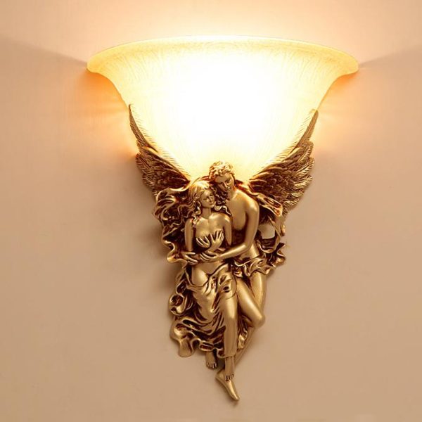 Creative Retro Resin Angels Hugging 1-Light Wall Sconce Lamp - Image 5