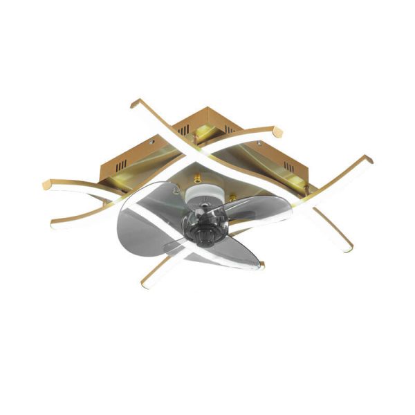 Modern Minimalist Square Aluminum Corrugated Inverter LED Flush Mount Ceiling Fan Light - Image 13