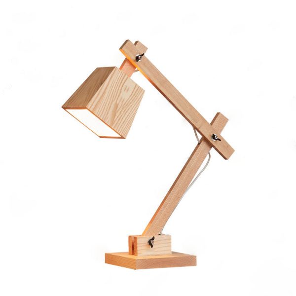 Traditional Japanese Solid Wood Trapezoidal Adjustable 1-Light Table Lamp For Study - Image 10