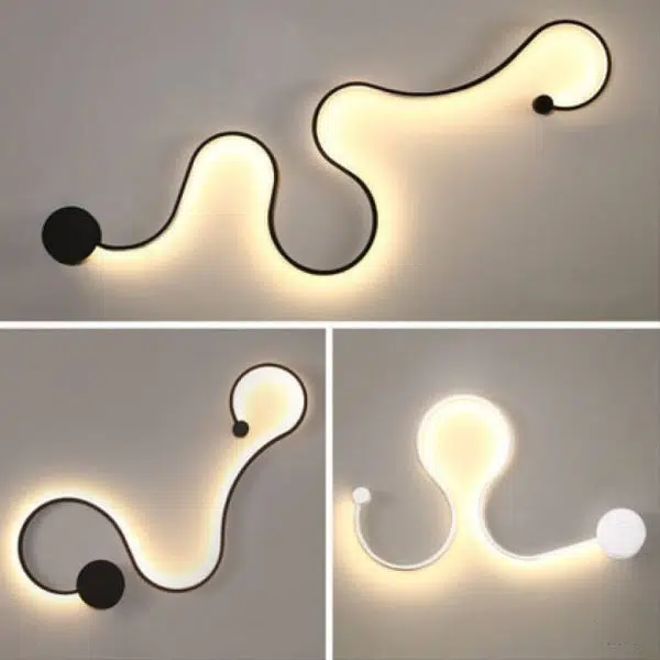 Modern Long Aluminum Snake Shaped 1-Light Curved LED Wall Sconce Lamp - Image 33