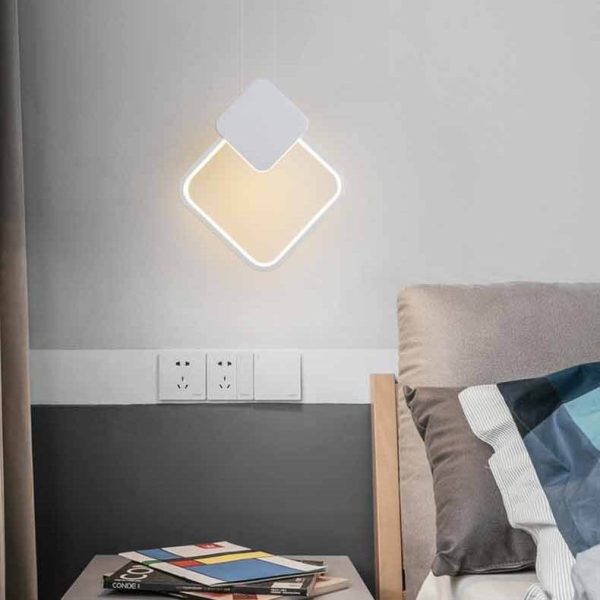 Modern Minimalist Iron Silicone Geometric Round Frame LED Pendant Light for Bedroom - Image 17