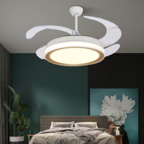 Nordic Invisible Fan Round Design LED  Downrods Ceiling Fan Light - Image 11
