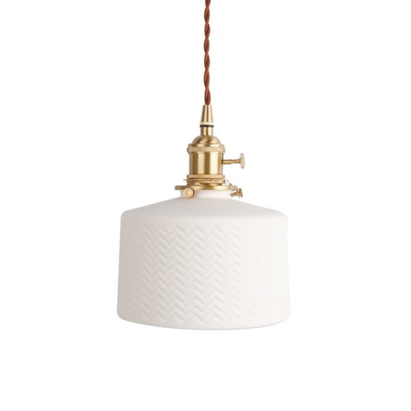 Japanese Minimalist Pure White Ceramic 1-Light Pendant Light - Image 12