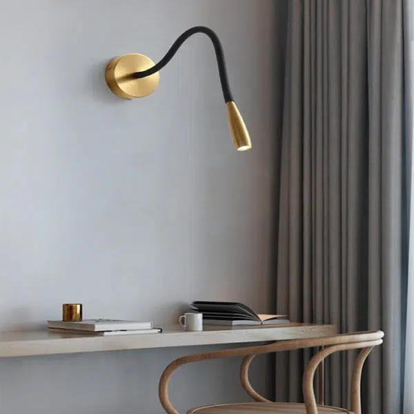 Simple Hose Spotlight Brass LED Reading Wall Sconce Lamp - Image 9
