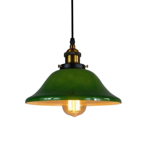 Contemporary Retro Emerald Green Flared Glass Shade 1-Light Pendant Light For Dining Room - Image 12
