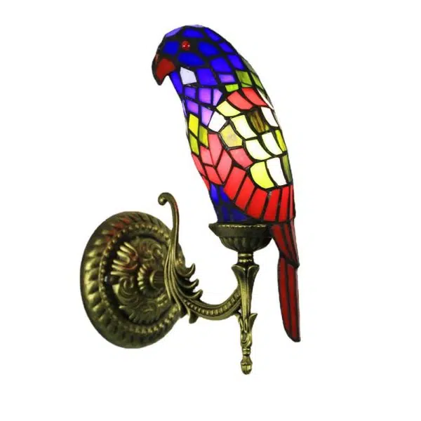 Tiffany Vintage Parrot Stained Glass 1-Light Wall Sconce Lamp - Image 28