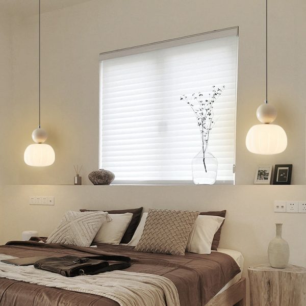 Modern Minimalist Round Pumpkin Iron Acrylic 1-Light Pendant Light For Bedroom - Image 6