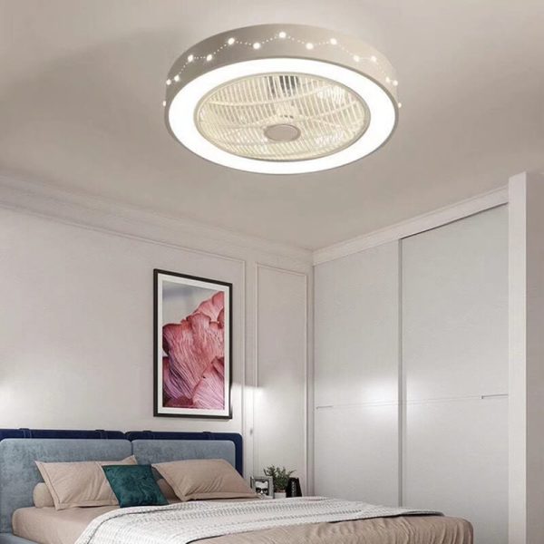 Nordic Simple Round Galaxies Enclosed LED Flush Mount Ceiling Fan Light - Image 11