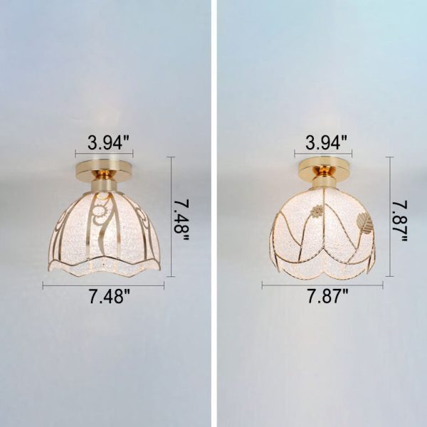 European Light Luxury Glass Gold 1-Light Semi-Flush Mount Ceiling Light - Image 12