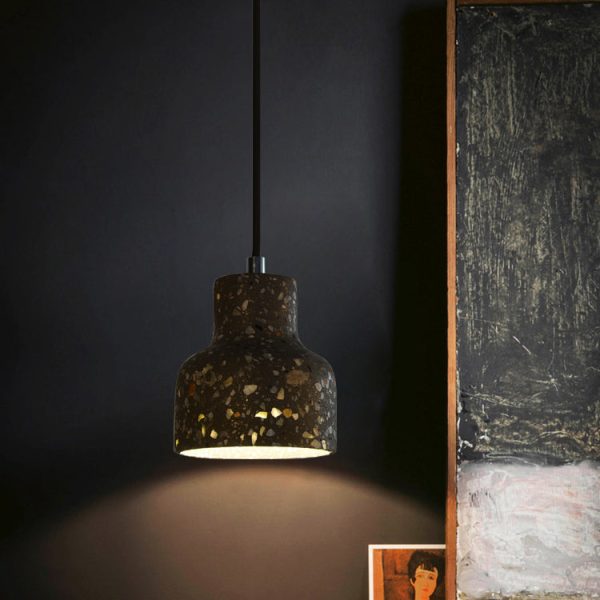 Contemporary Scandinavian Round Terrazzo Jade 1-Light Pendant Light For Living Room - Image 10