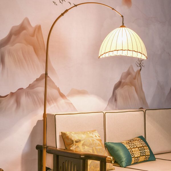 Vintage Fabric Marble Fishing Imitation Bamboo Rod 1-Light Standing Floor Lamp - Image 13