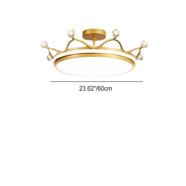 Contemporary Creative Kids Crown Iron Acrylic LED Semi-Flush Mount Ceiling Light For Bedroom - Image 7