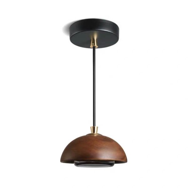 Nordic Minimalist Solid Wood Dome Glass Lampshade LED Pendant Light - Image 8