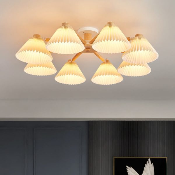 Nordic Wood Pleated Shade 3/6/8 Light Semi-Flush Mount Ceiling Light - Image 17