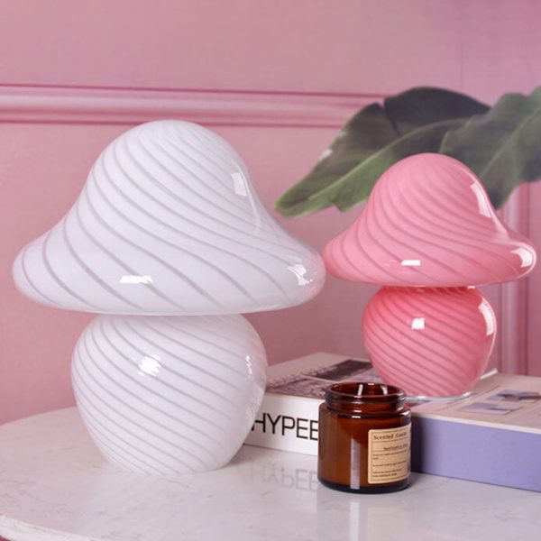 Modern Decorative Mushroom Striped Glass 1-Light Table Lamp - Image 5