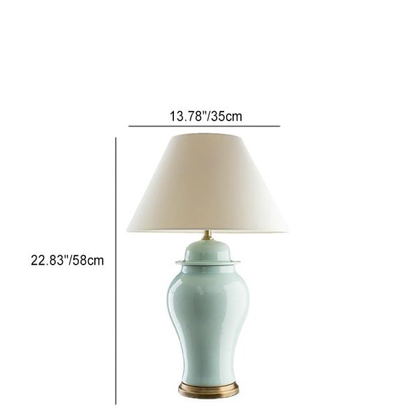 Traditional Rustic Ceramic Fabric Conic Vase 1-Light Table Lamp For Study - Image 3