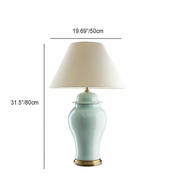 Traditional Rustic Ceramic Fabric Conic Vase 1-Light Table Lamp For Study - Image 6
