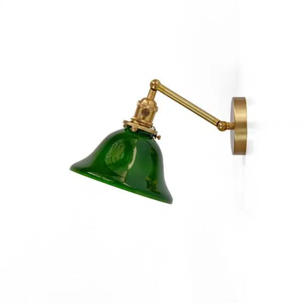 Vintage Green Glass Brass 1-Light Wall Sconce Lamp - Image 6