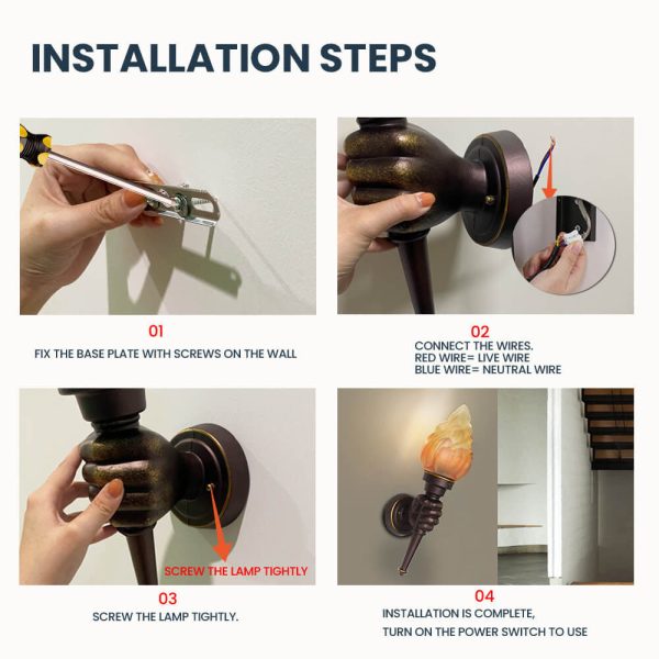 Creative Vintage Torch 1- Light Wall Sconce Lamp - Image 9