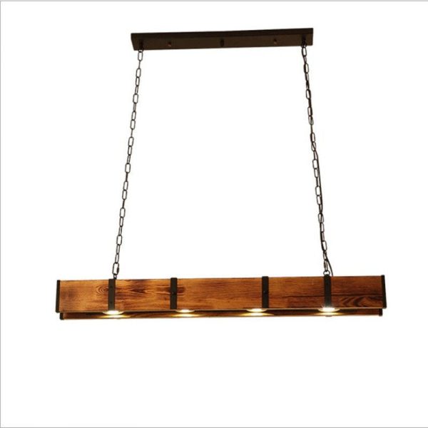 Traditional Vintage Solid Wood Long Bar LED Island Light Chandelier For Dining Room - Image 9