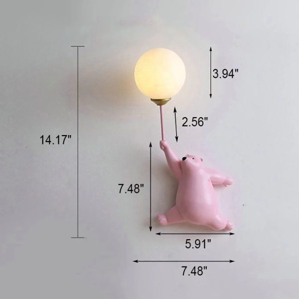 Modern Creative Bear Iron Glass 1-Light Wall Sconce Lamp - Image 7