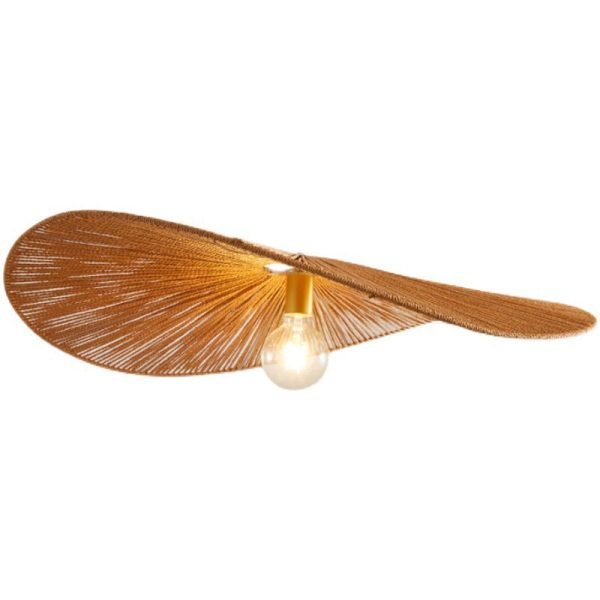 Japanese Minimalist Rope Weaving Straw Hat Round 1-Light Pendant Light - Image 11