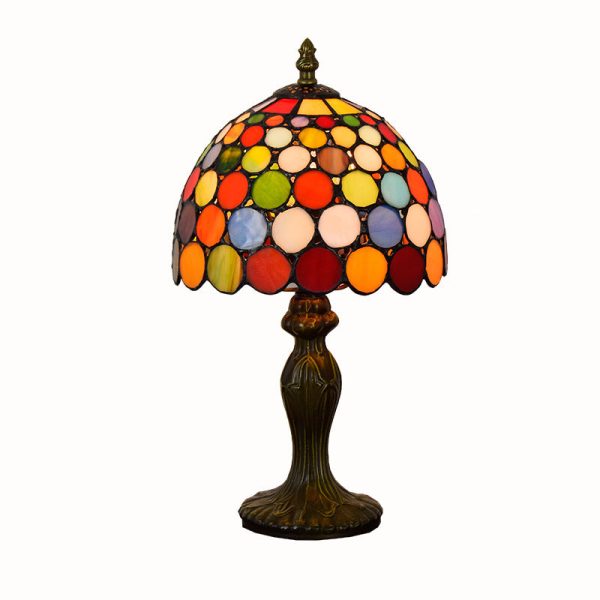 Traditional Tiffany Dome Aluminum Glass 1-Light Table Lamp For Living Room - Image 10