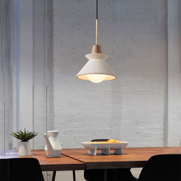 Nordic Minimalist White Cement 1-Light Tapered Pendant Light - Image 8