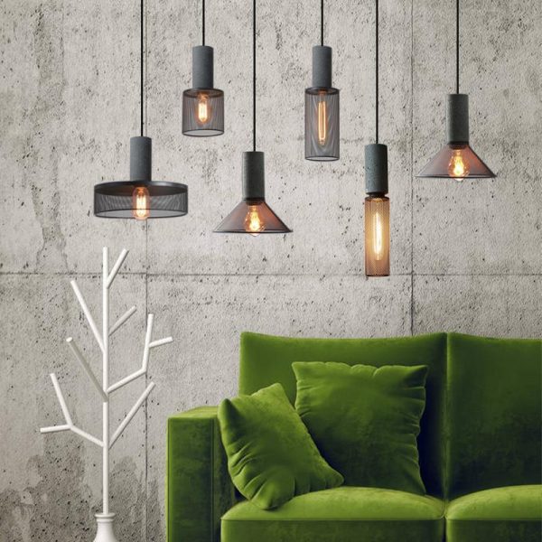 Contemporary Industrial Cylindrical Tapered Cement Iron 1-Light Pendant Light For Living Room - Image 17