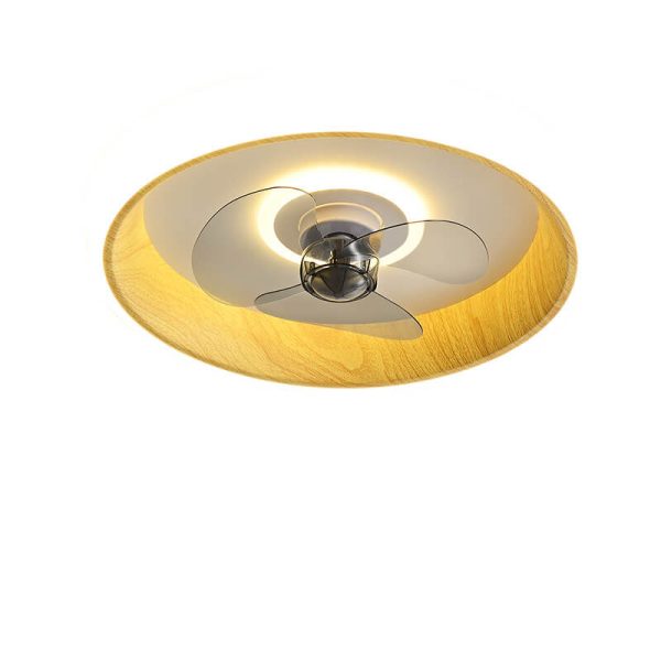 Nordic Minimalist Round  Acrylic Wood Grain LED Flush Mount Ceiling Fan Light - Image 24
