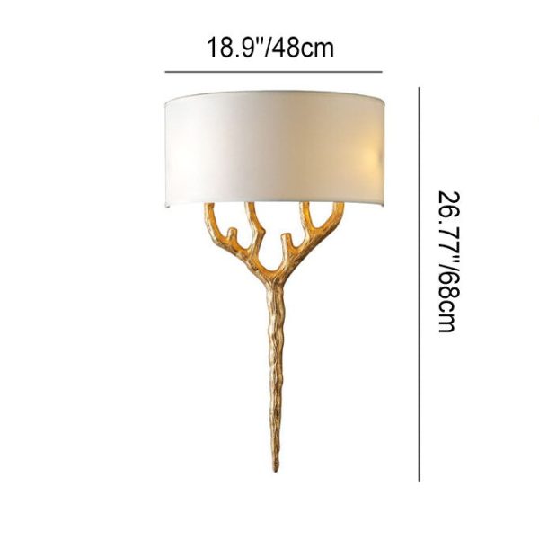 Europe Luxury Fabric Brass Branches 2-Light Wall Sconce Lamp - Image 3