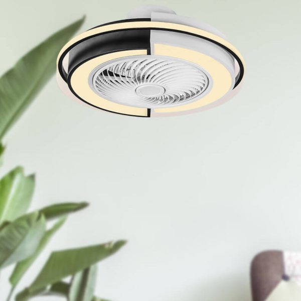 Modern Creative Round LED Semi-Flush Mount Ceiling Fan Light - Image 6