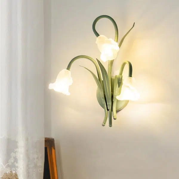 Contemporary Creative Floral Iron Glass 3/6 Wall Sconce Lamp For Bedroom - Image 12