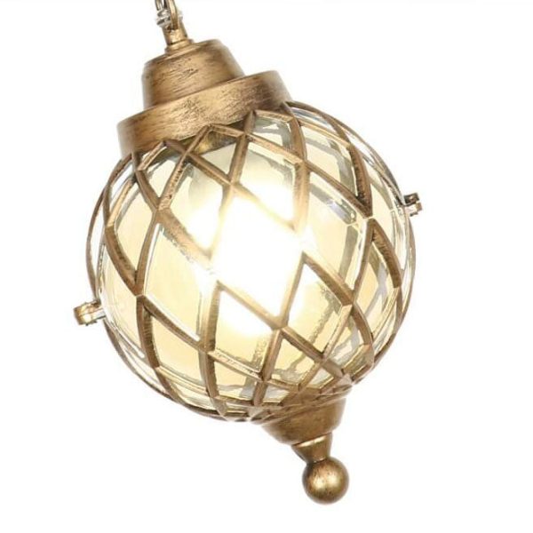 European Vintage Round Ball Die-Cast Aluminum Glass Waterproof Outdoor 1-Light Pendant Light - Image 8