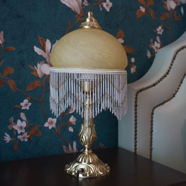 Vintage Bohemian Glass Dome Tassel 1-Light Table Lamp - Image 3