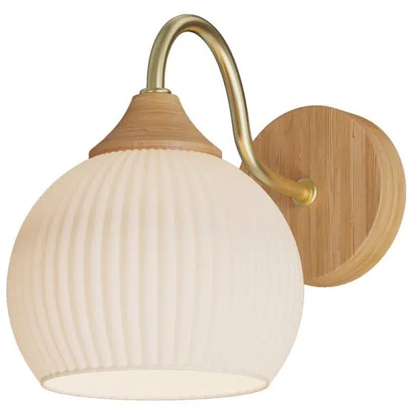 Nordic Striped Glass Round Log Wood 1-Light Wall Sconce Lamp - Image 10