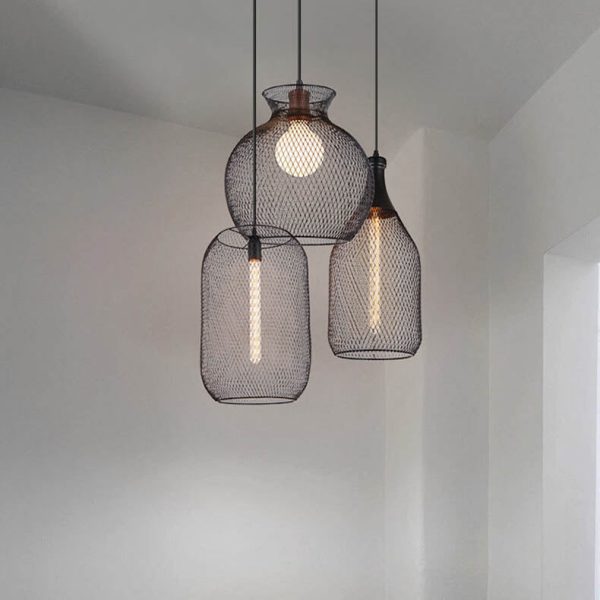 Industrial Creative Cylindrical Iron Mesh 1-Light Pendant Light - Image 3