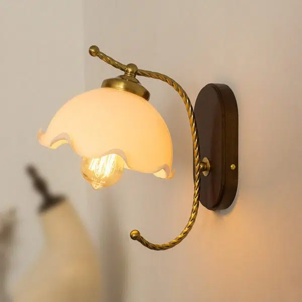 French Vintage Cream Glass Petal 1-Light Wall Sconce Lamp - Image 20
