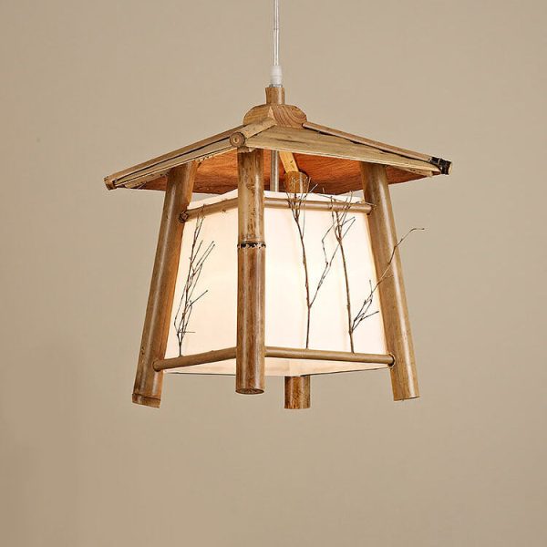 Japanese Rustic Vintage Bamboo Weaving 1-Light Pendant Light - Image 6