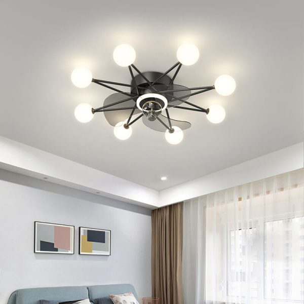Modern Minimalist Creative Star LED Flush Mount Ceiling Fan Light - Image 12