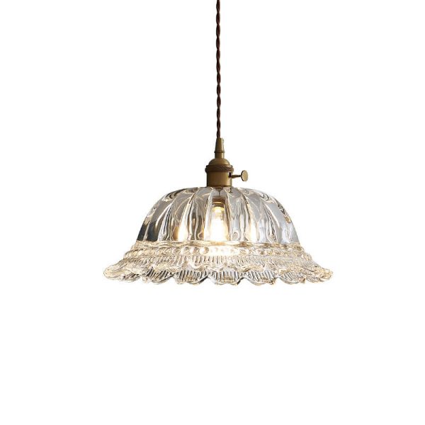 Nordic Vintage Floral Glass Brass 1-Light Pendant Light - Image 17