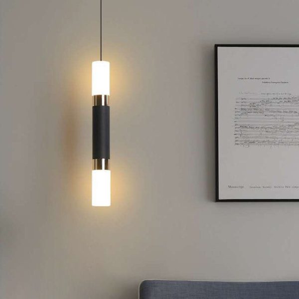 Modern Minimalist Cylinder Aluminum Acrylic LED Pendant Light For Bedroom - Image 8