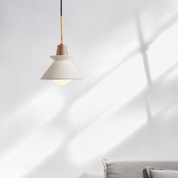 Nordic Minimalist Macaron Wood Cement  1-Light Pendant Light - Image 4
