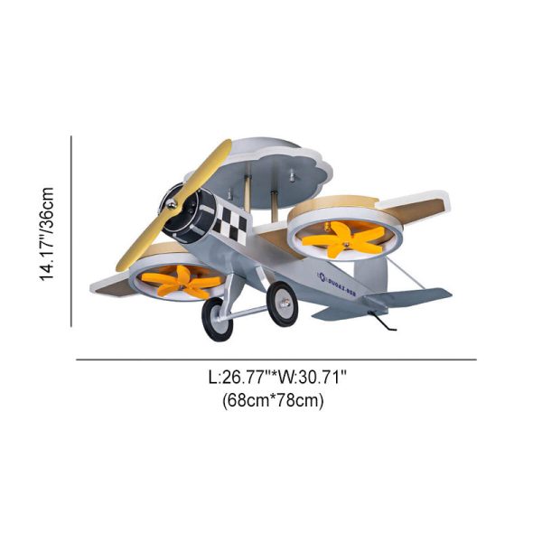 Creative Cartoon Airplane Iron Acrylic LED Kids Semi-Flush Mount Ceiling Light - Image 7